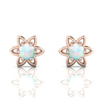 Opal Floral Rose Gold Plated Studs Earrings