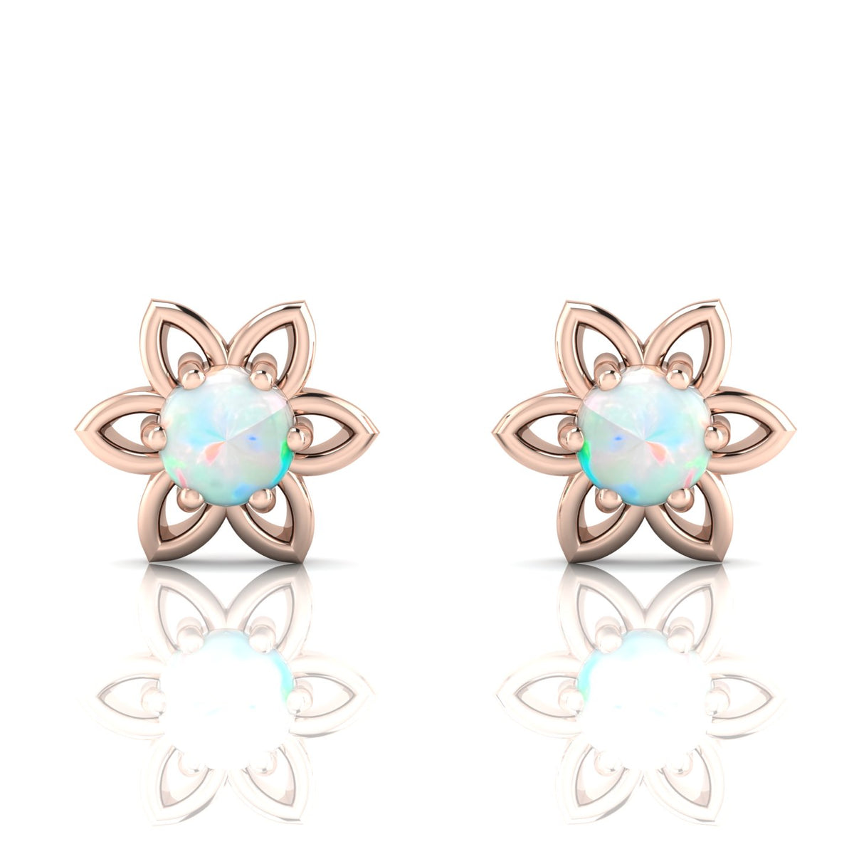 Opal Floral Rose Gold Plated Studs Earrings