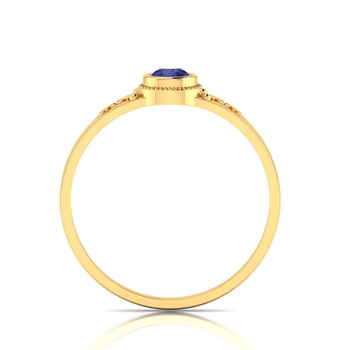 Tear Drop Style Tanzanite Flower Gold Plated Solitaire Ring