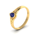 Tear Drop Style Tanzanite Flower Gold Plated Solitaire Ring