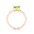 Radiant-Cut Peridot And Diamond Rose Gold Plated Solitaire Ring