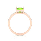 Radiant-Cut Peridot And Diamond Rose Gold Plated Solitaire Ring