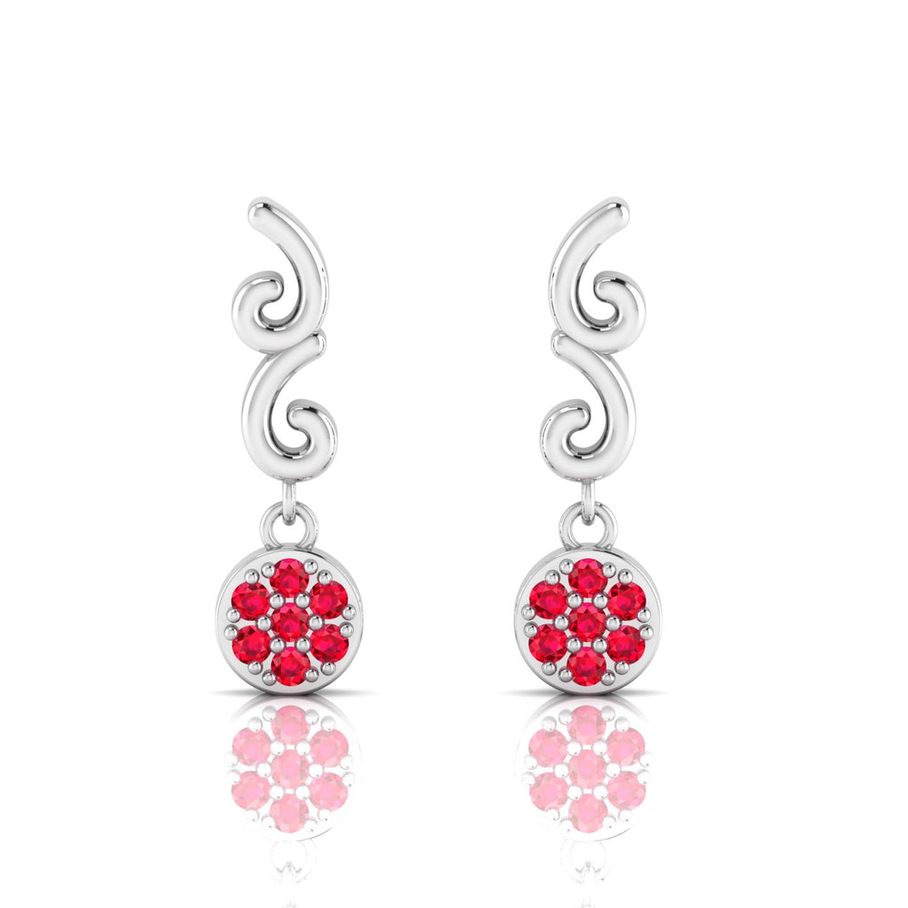 Ruby Swirl Drops Sterling Silver Earrings