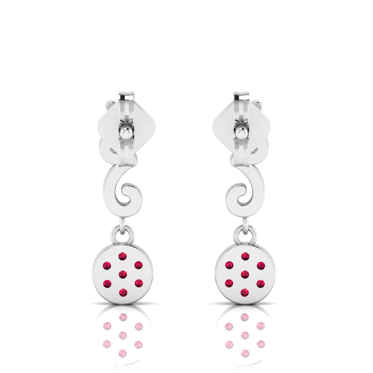 Ruby Swirl Drops Sterling Silver Earrings