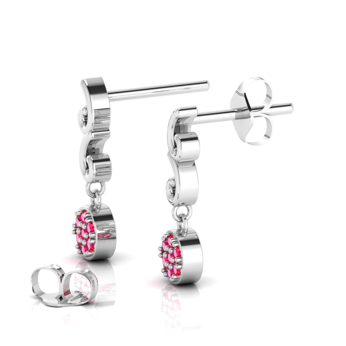 Ruby Swirl Drops Sterling Silver Earrings