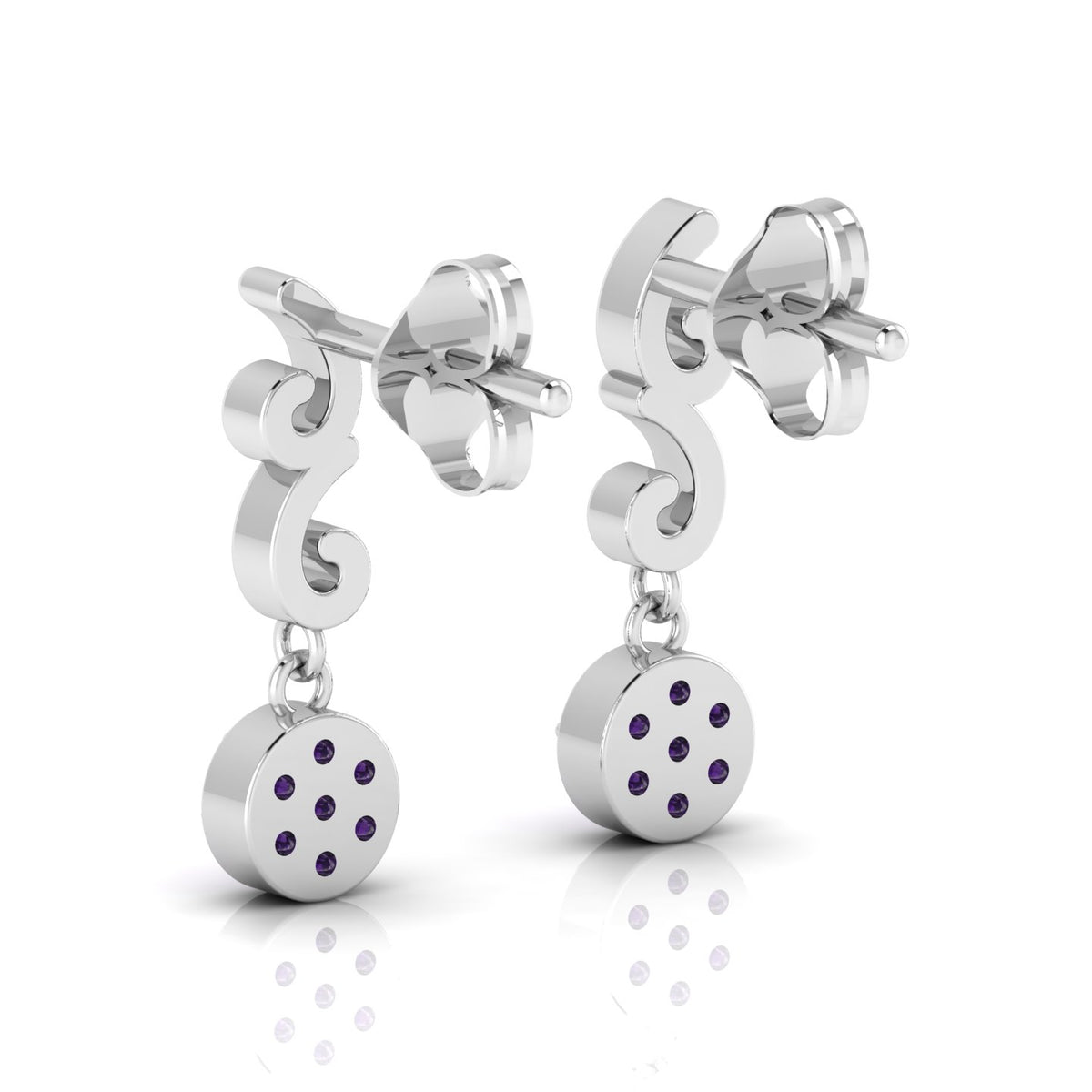 Ruby Swirl Drops Sterling Silver Earrings