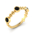 Round Black Diamond 3 Stone Stackable Gold Plated Solitaire Ring
