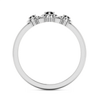 3 Stone Flower Black Diamond 925 Silver Ring