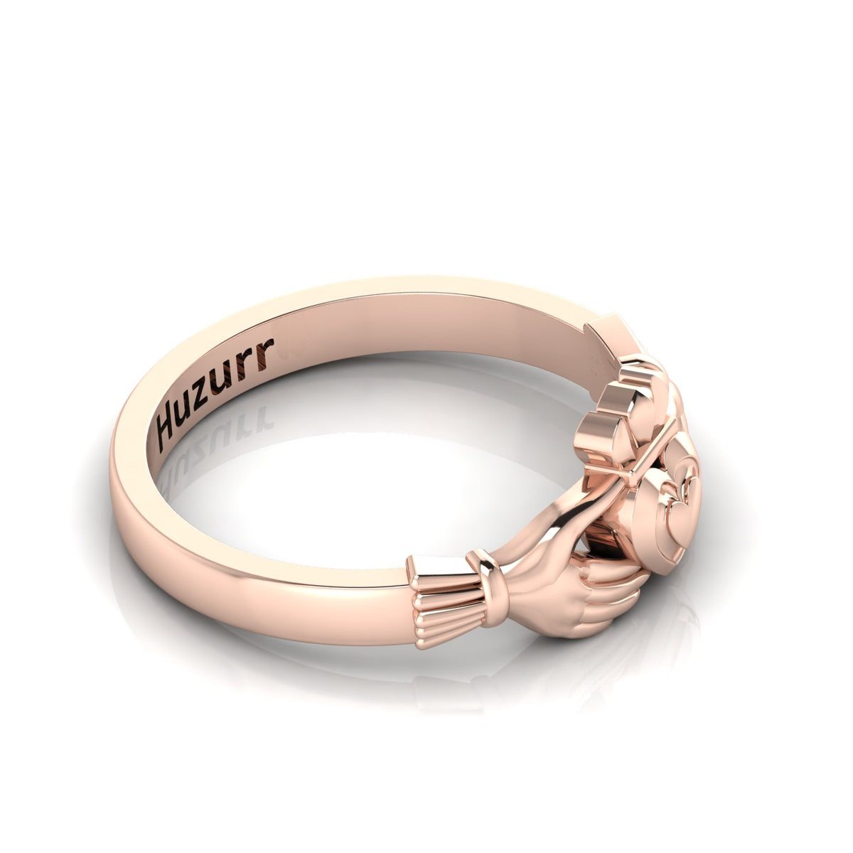 Stylish Leaf Two Tone Rose Gold Plated Open Ring