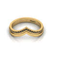 Double V Black Diamond Gold Plated Wishbone Ring
