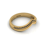 Double V Black Diamond Gold Plated Wishbone Ring