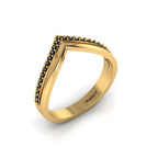 Double V Black Diamond Gold Plated Wishbone Ring