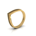 Double V Black Diamond Gold Plated Wishbone Ring