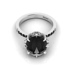925 Silver Oval Black Diamond Solitaire Ring