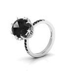 925 Silver Oval Black Diamond Solitaire Ring