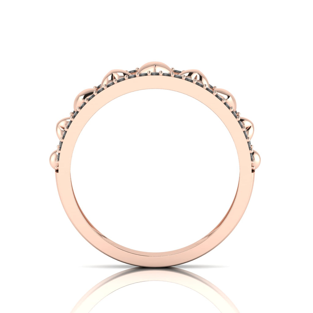 Round-Black Diamond Rose Gold Plated Heart Band Ring