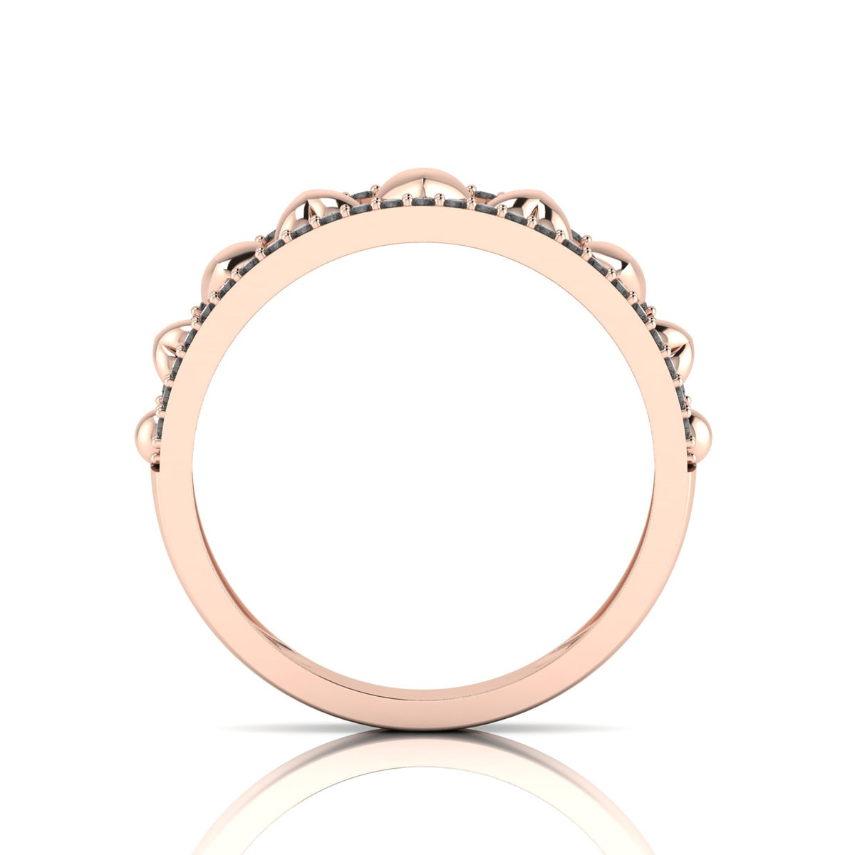 Round-Black Diamond Rose Gold Plated Heart Band Ring