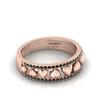 Round-Black Diamond Rose Gold Plated Heart Band Ring