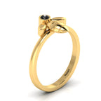 Round Black Diamond Gold Plated Solitaire Honeybee Ring