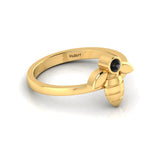 Round Black Diamond Gold Plated Solitaire Honeybee Ring