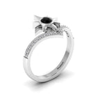 Black Diamond 925 Silver North Star Wishbone Ring