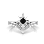 Black Diamond 925 Silver North Star Wishbone Ring