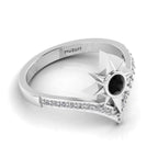 Black Diamond 925 Silver North Star Wishbone Ring