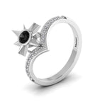 Black Diamond 925 Silver North Star Wishbone Ring