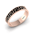 Maze-Design Rose Gold Plated Black Enamel Band Ring