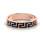 Maze-Design Rose Gold Plated Black Enamel Band Ring