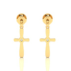 Blue Sapphire Gold Plated Cross Drops & Danglers Earrings