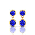 Dazzling Round Sapphire Drop Gold Platted Earrings