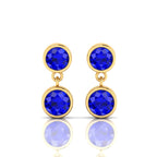 Dazzling Round Sapphire Drop Gold Platted Earrings