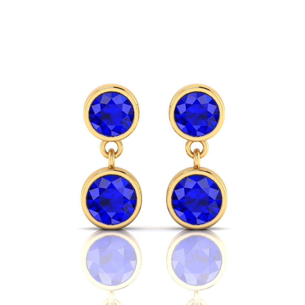 Dazzling Round Sapphire Drop Gold Platted Earrings