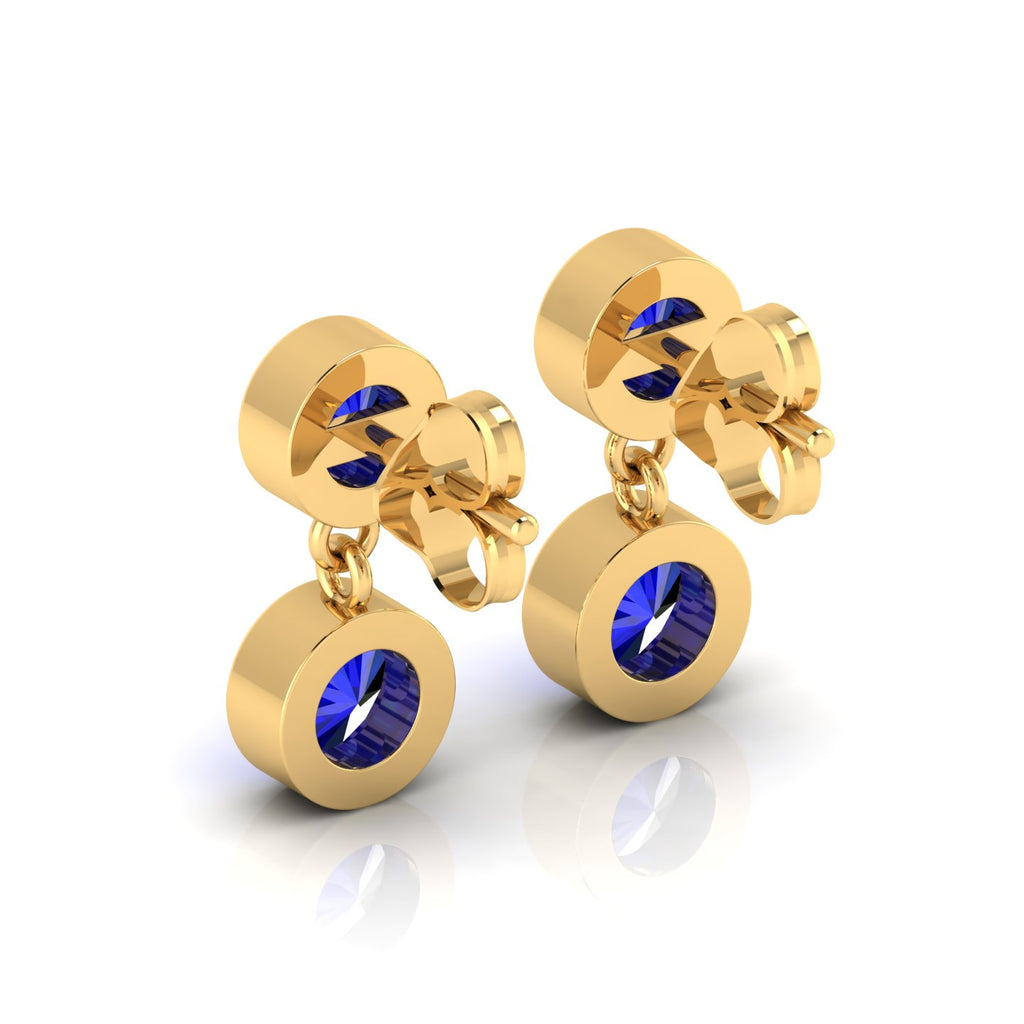 Dazzling Round Sapphire Drop Gold Platted Earrings