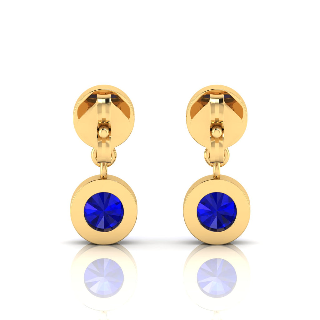 Dazzling Round Sapphire Drop Gold Platted Earrings