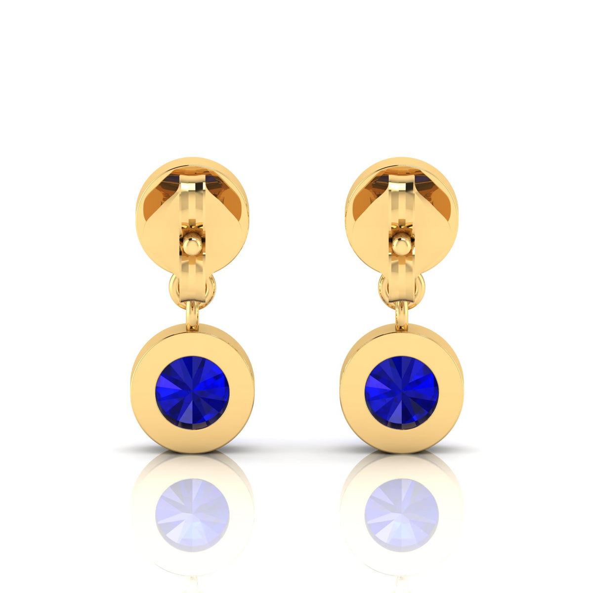 Dazzling Round Sapphire Drop Gold Platted Earrings