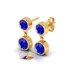 Dazzling Round Sapphire Drop Gold Platted Earrings