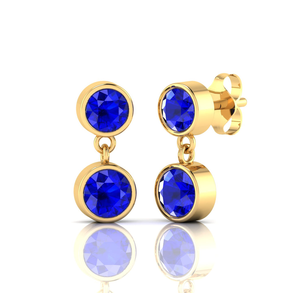 Dazzling Round Sapphire Drop Gold Platted Earrings