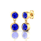 Dazzling Round Sapphire Drop Gold Platted Earrings