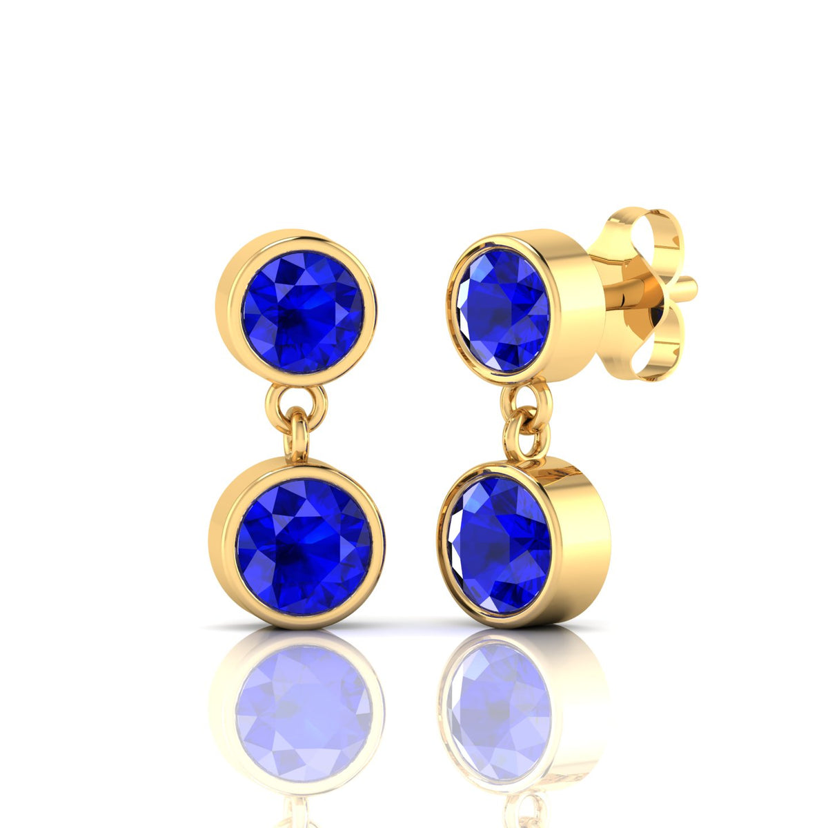Dazzling Round Sapphire Drop Gold Platted Earrings