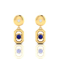 Gold Plated Antique Victorian Drop Blue Sapphire Earrings