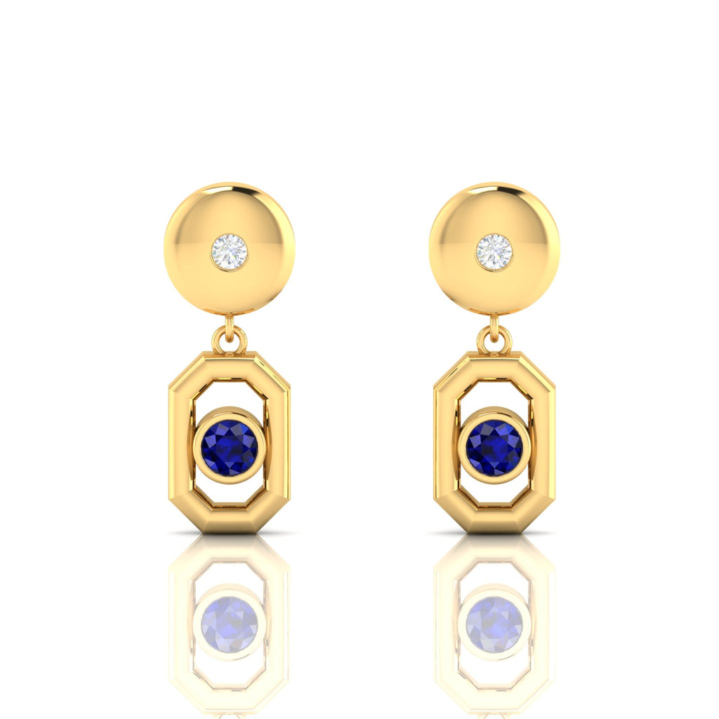 Gold Plated Antique Victorian Drop Blue Sapphire Earrings