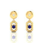 Gold Plated Antique Victorian Drop Blue Sapphire Earrings