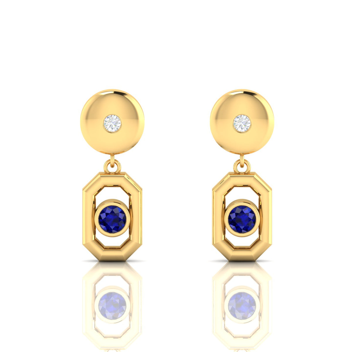 Gold Plated Antique Victorian Drop Blue Sapphire Earrings