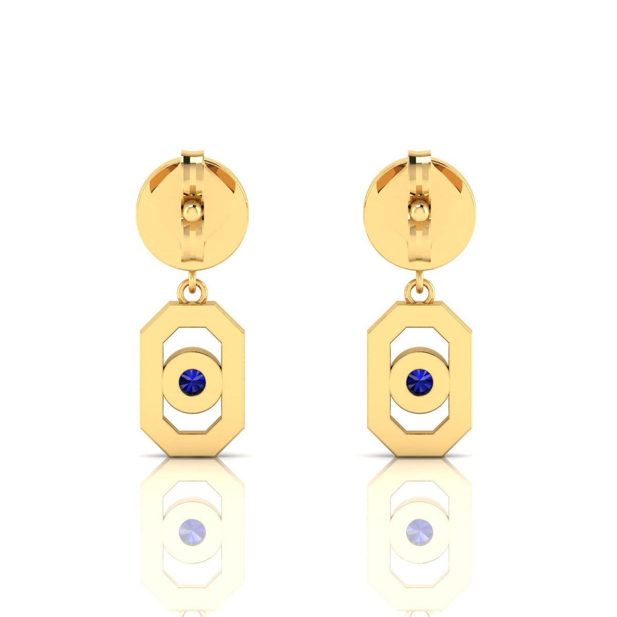 Gold Plated Antique Victorian Drop Blue Sapphire Earrings