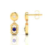 Gold Plated Antique Victorian Drop Blue Sapphire Earrings