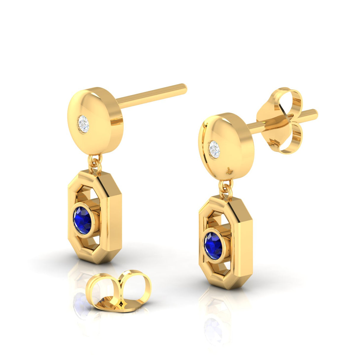 Gold Plated Antique Victorian Drop Blue Sapphire Earrings