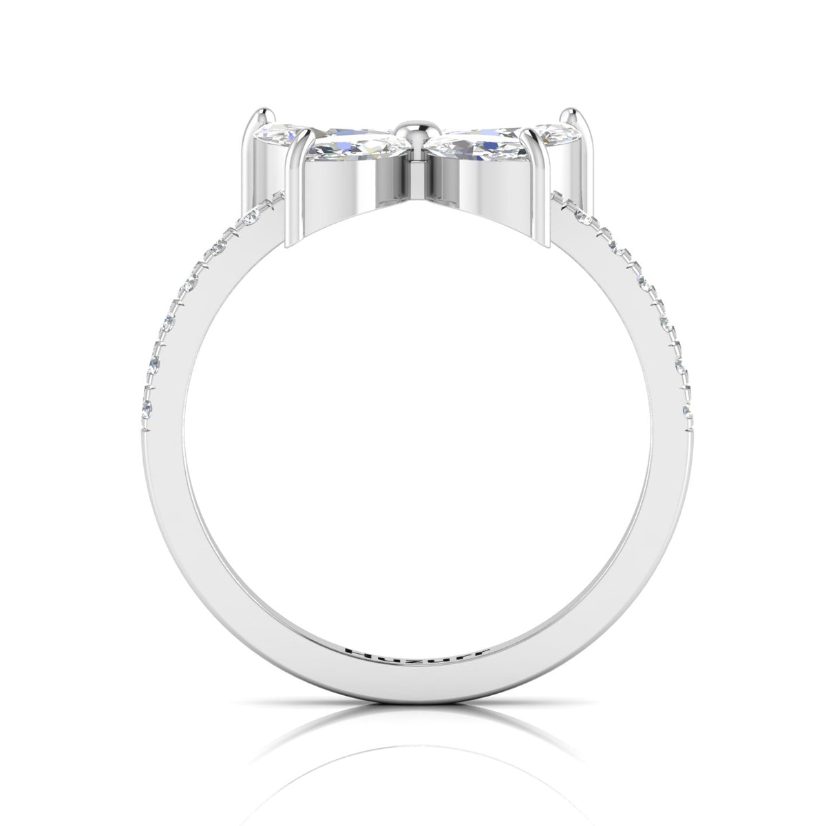 Sparkling Butterfly 925 Silver Diamond Ring