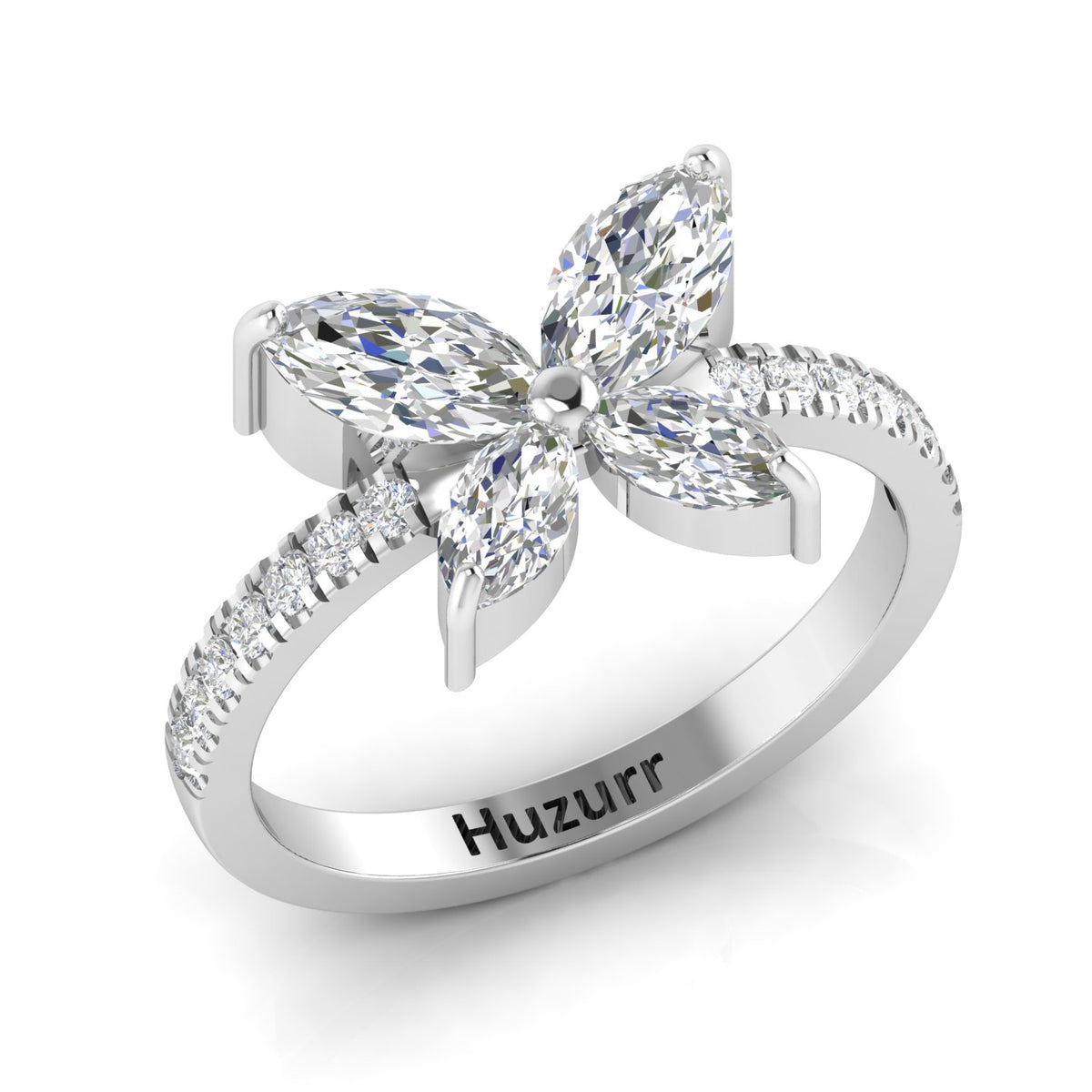 Sparkling Butterfly 925 Silver Diamond Ring